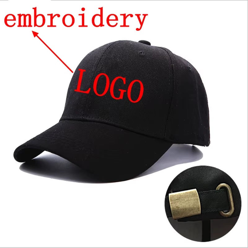 New Custom Logo Embroidery for Unisex Adjustable Baseball Cap Women Casual Solid Color Hip Hop Dad Caps Snapback Dad Adult Hat